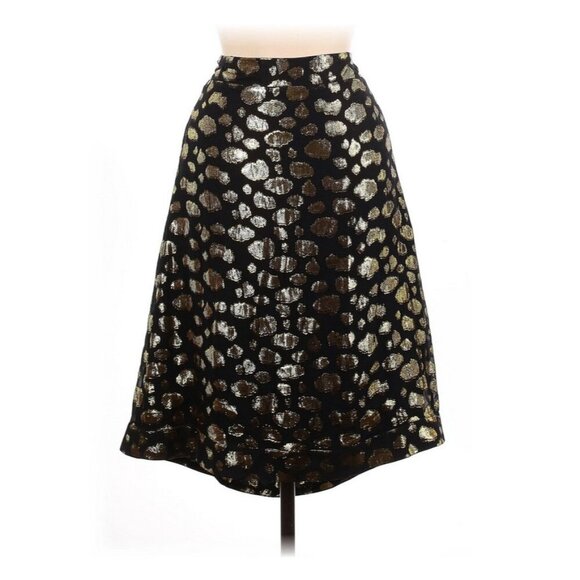 Sara Berman Silk Skirt Women's Gold Animal Print High Low 100% Size M Whimsy - Picture 2 of 9
